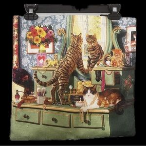 Cat Print Tote Bag 1970s Vintage Look